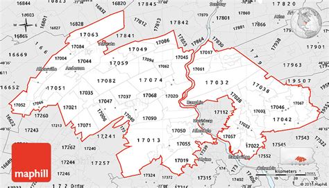 Silver Style Simple Map Of Zip Codes Starting With 170
