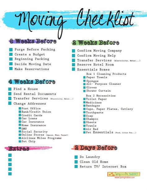 Printable Moving Checklist Moving House Tips Moving Timeline Moving