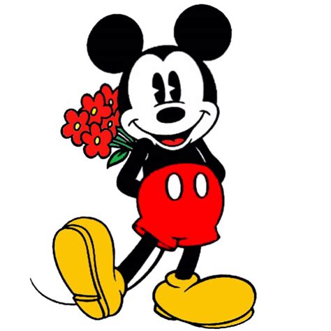Download Mickey Mouse Disney With Red Flowers Wallpaper
