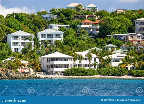 St John Usvi Cruz Bay Luxury Waterfront Homes Stock Photo Image