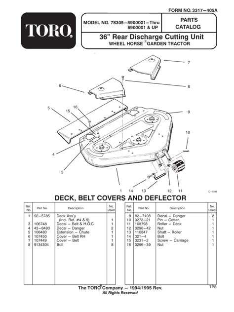 Wheelhorse 36 Inch Rear Discharge Mower Deck Parts List Belt