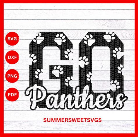 Panthers Svg Panther Paw Print Svg Go Panthers Svg Panthers Dxf