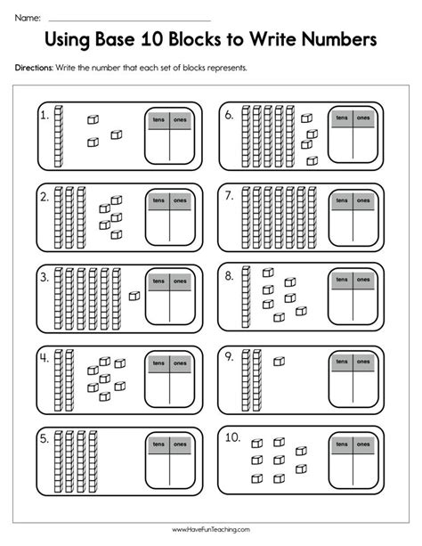 Using Base 10 Blocks To Write Numbers Worksheet By Teach Simple