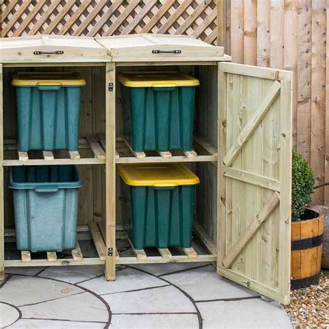 Superior Double Wooden Recycling Box Storage The Garden Village