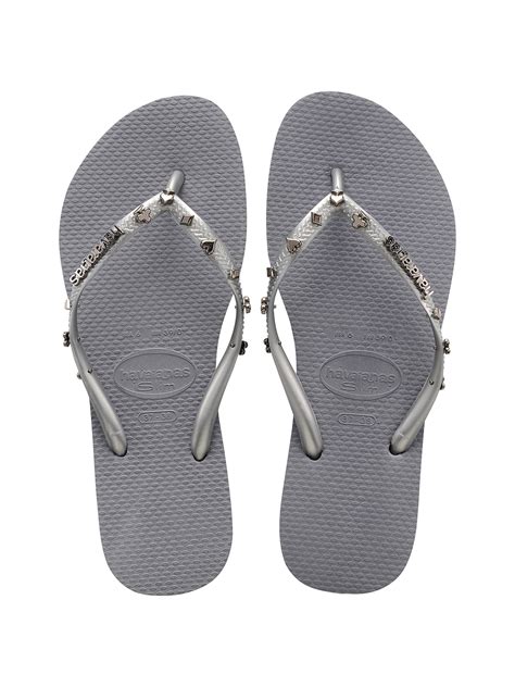 Grey Flip Flops With Silver Coloured Playing Card Symbols Slim