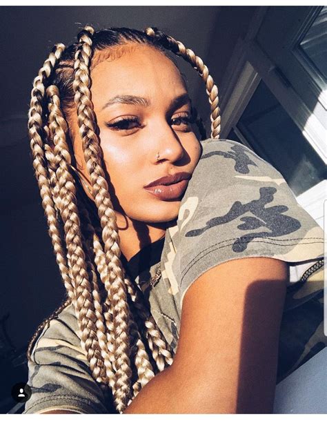 We did not find results for: Blonde big chunk box braids with mini feed-ins between ...