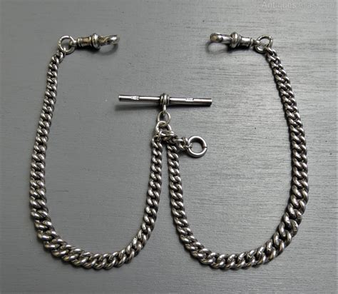 Antiques Atlas Fully Hallmarked Silver Double Albert Chain