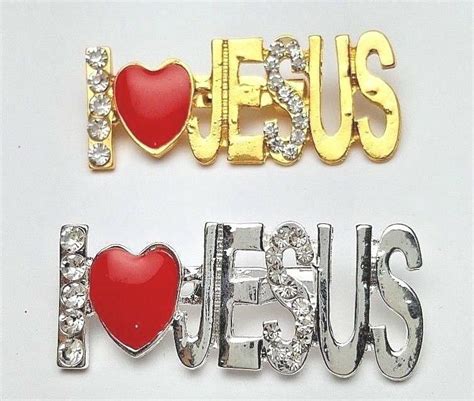 Inspirational Christian Broochi Love Jesus Lapel Pin Gold Silver Enamel