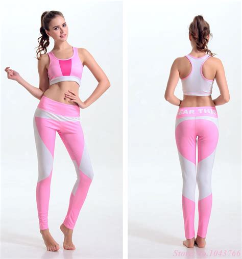 Buy Sexy Pink Peach Yoga Set Grey Body Fit Fitness Pants Suits Gradient Tight