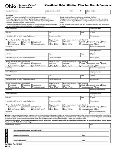 Form Rh 10 Bwc 2960 Fill Out Sign Online And Download Printable