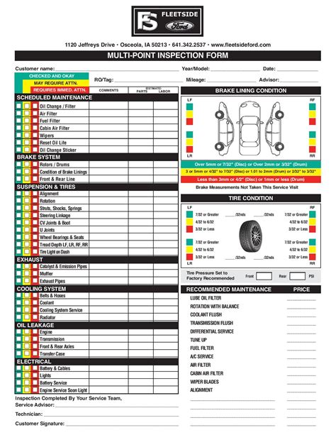 Multi Point Vehicle Inspection Checklist