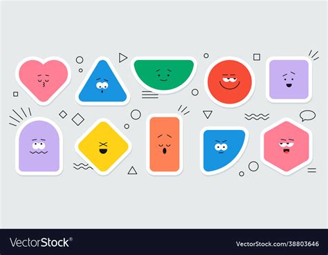 Geometric Stickers With Different Face Royalty Free Vector