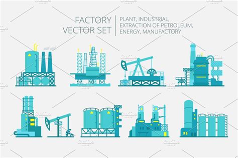 Set of isometric end 2D factory | Custom-Designed Illustrations