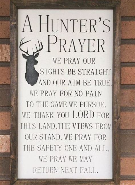 Wood Engraved Deer Hunter Prayer Sign Rustic Frame Deer Hunters