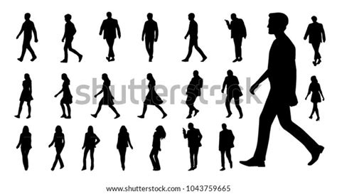 Vector Collection Walking People Silhouettes Stock Vector Royalty Free Shutterstock