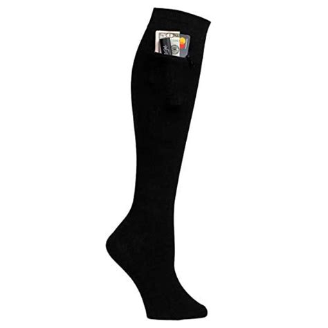 Pocket Socks Pocket Socks Womens Fashion Knee High Solid Black With