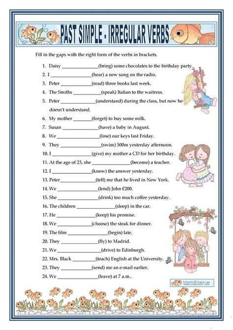 Past Present And Future Tense Verbs Worksheets Gramática Del Free