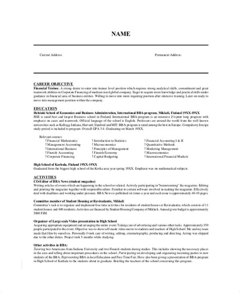 Free 9 Resume Objective Samples In Pdf Ms Word