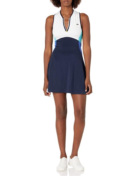 lacoste sport sleeveless colorblock tennis dress in blue lyst