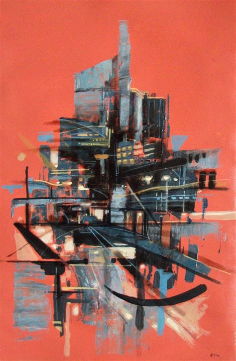 David Bez City Deconstruction 32 Acrylic And Oil On Paper 18 X 12