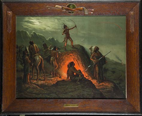 Lithograph Of Native Americans Around A Fire