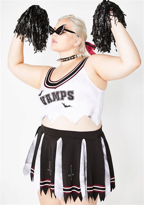 Plus Size Vampire Cheerleader Costume Set Black Dolls Kill