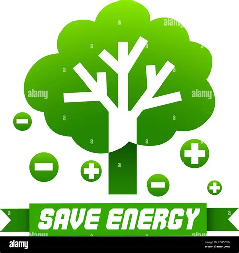 Save Energy Sign With Tree And Symbols Stock Vector Image And Art Alamy