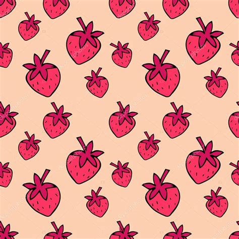 Seamless Pattern With Pink Strawberries Cute Vector Strawberry Pattern