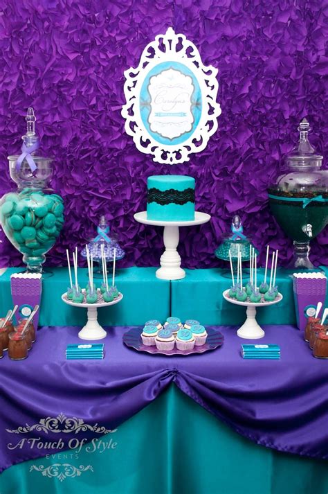 Purple And Teal Birthday Party Ideas Photo 16 Of 23 Catch My Party