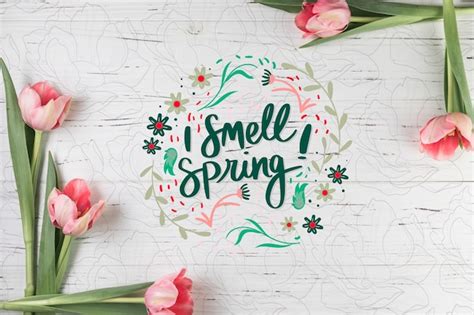 Premium Psd Flat Lay Spring Mockup With Copyspace And Frame
