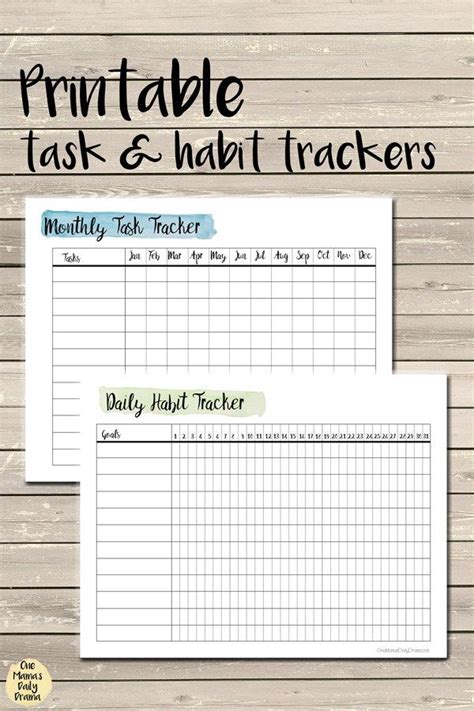 Printable Task And Habit Trackers Printable Planner Inserts Habit