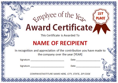 An employee experience certificate is important to recognize the years of experience of an employee with an organization. Emplyee Award Certificate | Apache OpenOffice Templates