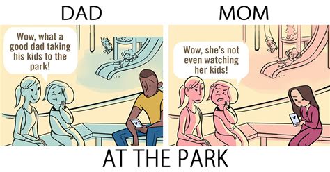 5 brutally honest comics reveal how differently dads and moms are viewed in public bored panda