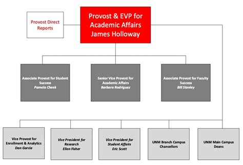 Organizational Chart Office Of The Provost Evp For Academic