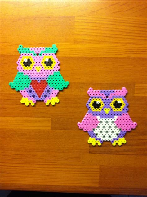 Owls hama beads | Hama beads design, Perler bead patterns, Hama beads