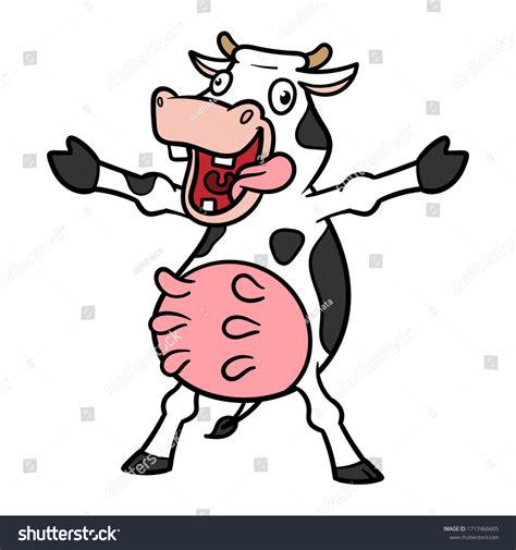 Vector Cartoon Crazy Silly Cow Illustration Stock Vector Royalty Free