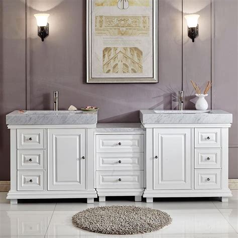 Double sink vanities are expensive but the quality of the bathroom vanities, it is value purchasing it, and same time because they provide larger two sinks countertop and a great storage to keep various items. 90" Modern Double Bathroom Vanity White