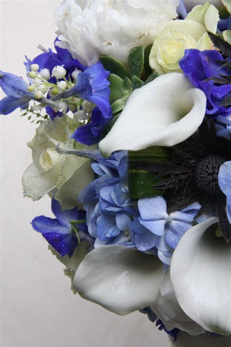 The Flower Magician Blue And Ivory Wedding Bouquet