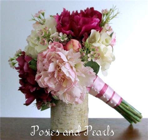 Pink Peony Bridal Bouquet Light Pink Fuchsia And Ivory Etsy