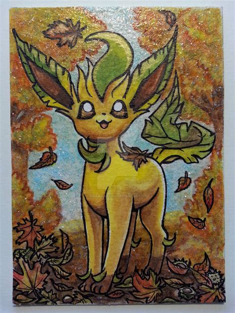 Leafeon Autumn Art Card By Pikabulbachu On Deviantart