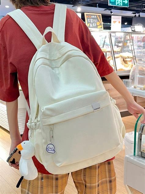 Contrast Pom Pom Corduroy Backpack In 2022 Backpacks Bags Aesthetic