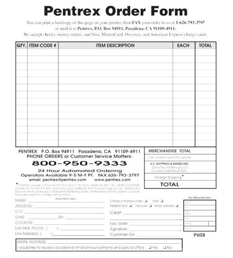 Printing Order Form Template