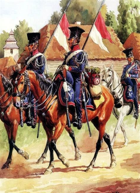 Cavalry Regiment Of Chevaulegers Imperial Guard Lancers In Field