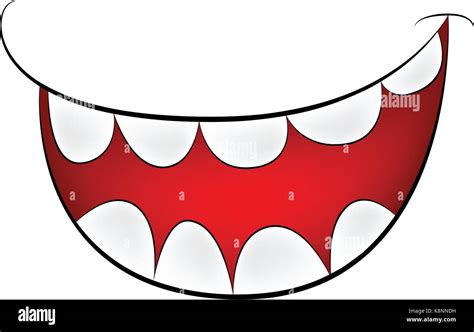 Cartoon Smile Mouth Lips With Teeth Vector Mesh Illustration