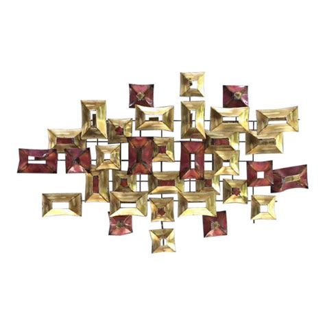 Large Brutalist Torched Metal Wall Sculpture Chairish