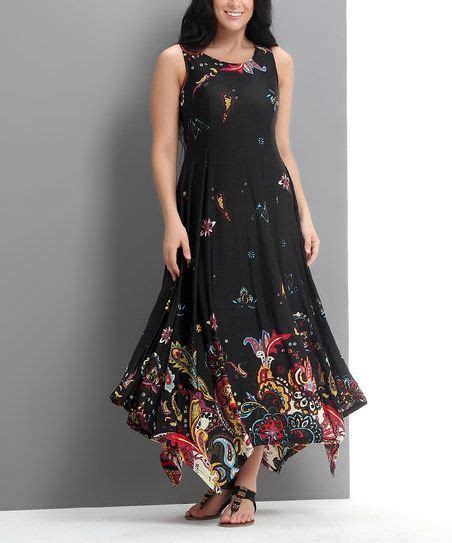 Reborn Collection Black Paisley Sleeveless Handkerchief Maxi Dress