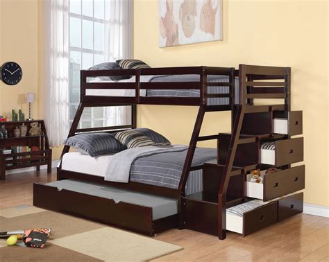 Jason Twin Over Full Bunk Bed With Storage Ladder And Trundle