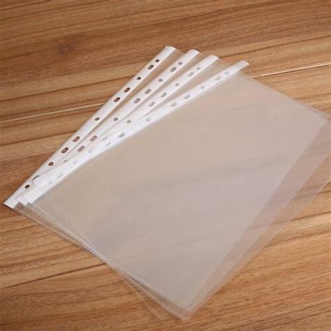 A4 Clear Plastic Punched Pockets Filing Folders Wallets 55micron File