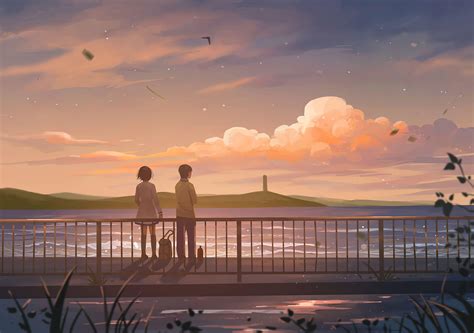 Anime Couple Background Aesthetic Anime Babe Girl Couple Silhouette