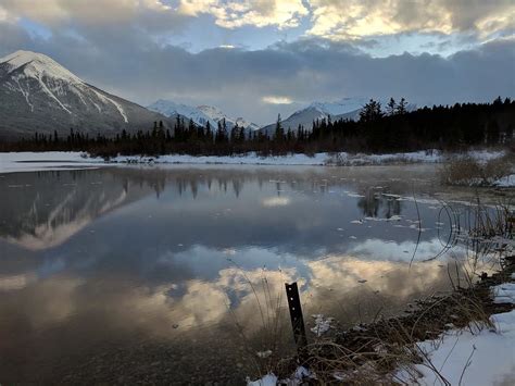 Winter Reflectionvermillion Lakes Banff National Park Photograph By